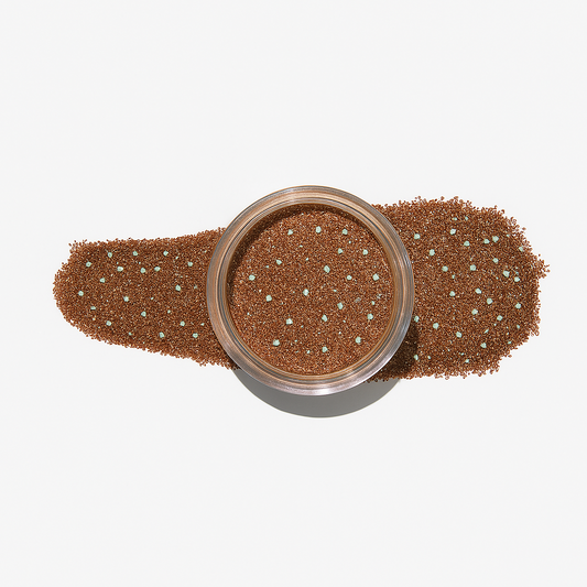 Bränd orange – Amber – En bränd orange glitternyans som sprakar med holografiska ljusreflektioner, perfekt för både vardag och fest / dipping-pulver-powder-akryl-pulver – Högpigmenterat material för salonger – Nagelfärgvisning (nail swatch)