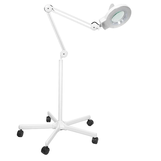 Arbetslampa med förstoringsglas – Justerbar lampa med förstoring och starkt ljus för detaljarbete vid manikyr och pedikyr. Perfekt för professionella salonger i Sverige.