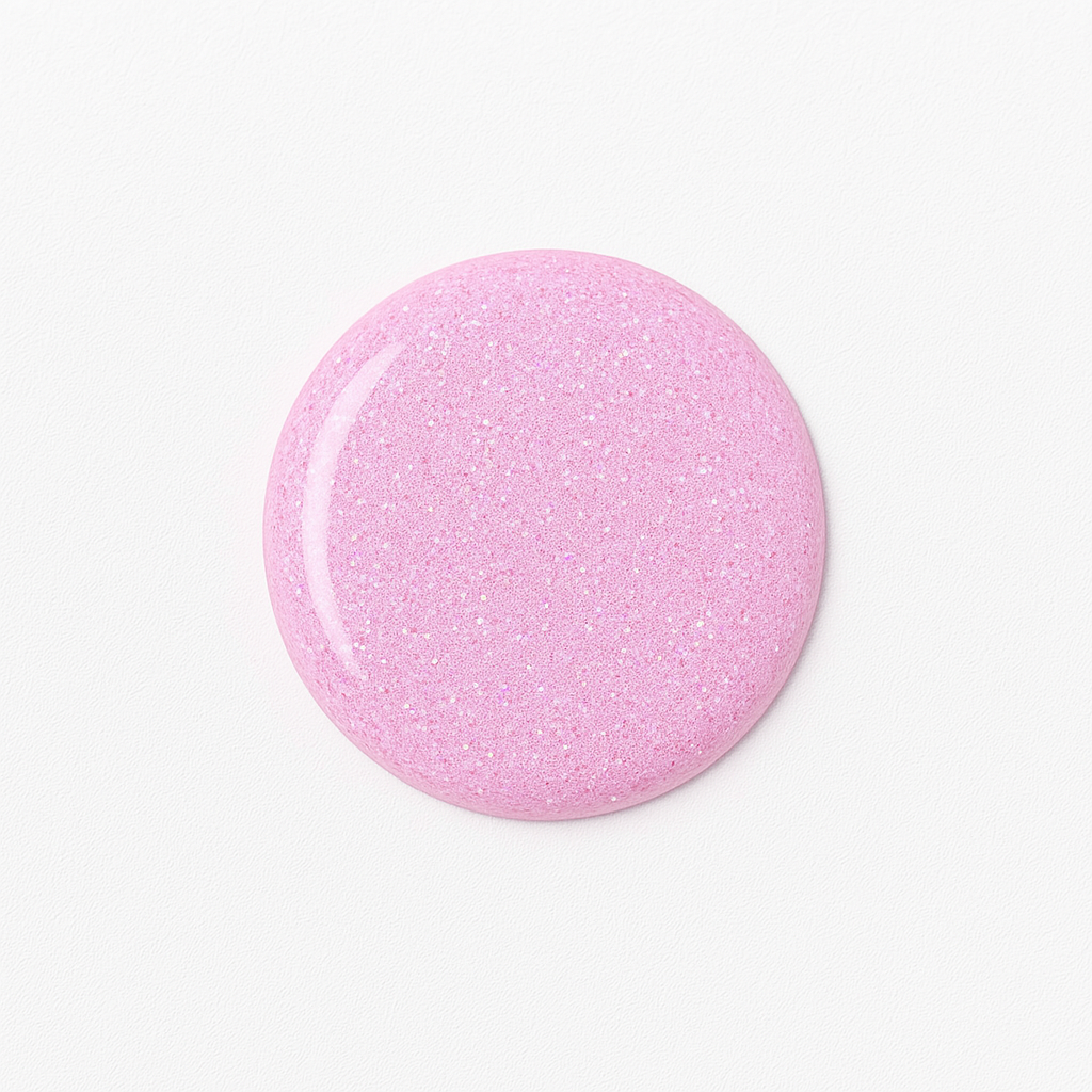 Baby Pink Glitter – Ljus rosa gellack / gel polish med glitter – Högpigmenterat UV/LED-färg för salonger – Färgdroppe
