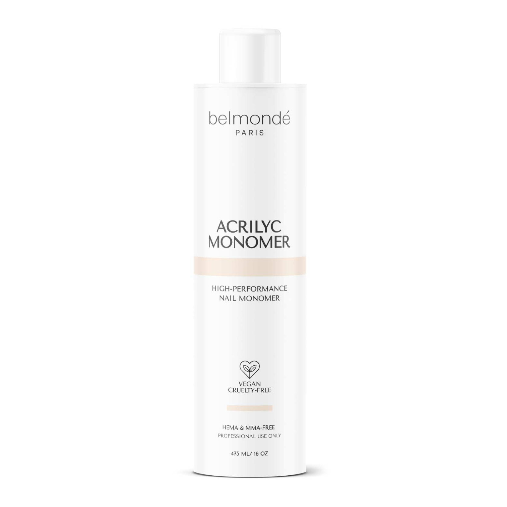 Belmondé Paris – Acrylic Monomer – Flaska med Belmondé Paris Acrylic Monomer, en högpresterande flytande akrylmonomer för professionell nagelförstärkning. Ger jämn och smidig applicering med överlägsen konsistens och kontroll. Vegan och cruelty-free, HEMA- och MMA-fri.