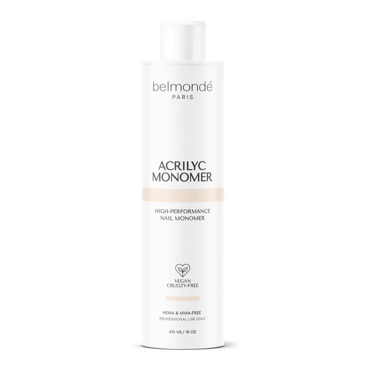 Belmondé Paris – Acrylic Monomer – Flaska med Belmondé Paris Acrylic Monomer, en högpresterande flytande akrylmonomer för professionell nagelförstärkning. Ger jämn och smidig applicering med överlägsen konsistens och kontroll. Vegan och cruelty-free, HEMA- och MMA-fri.