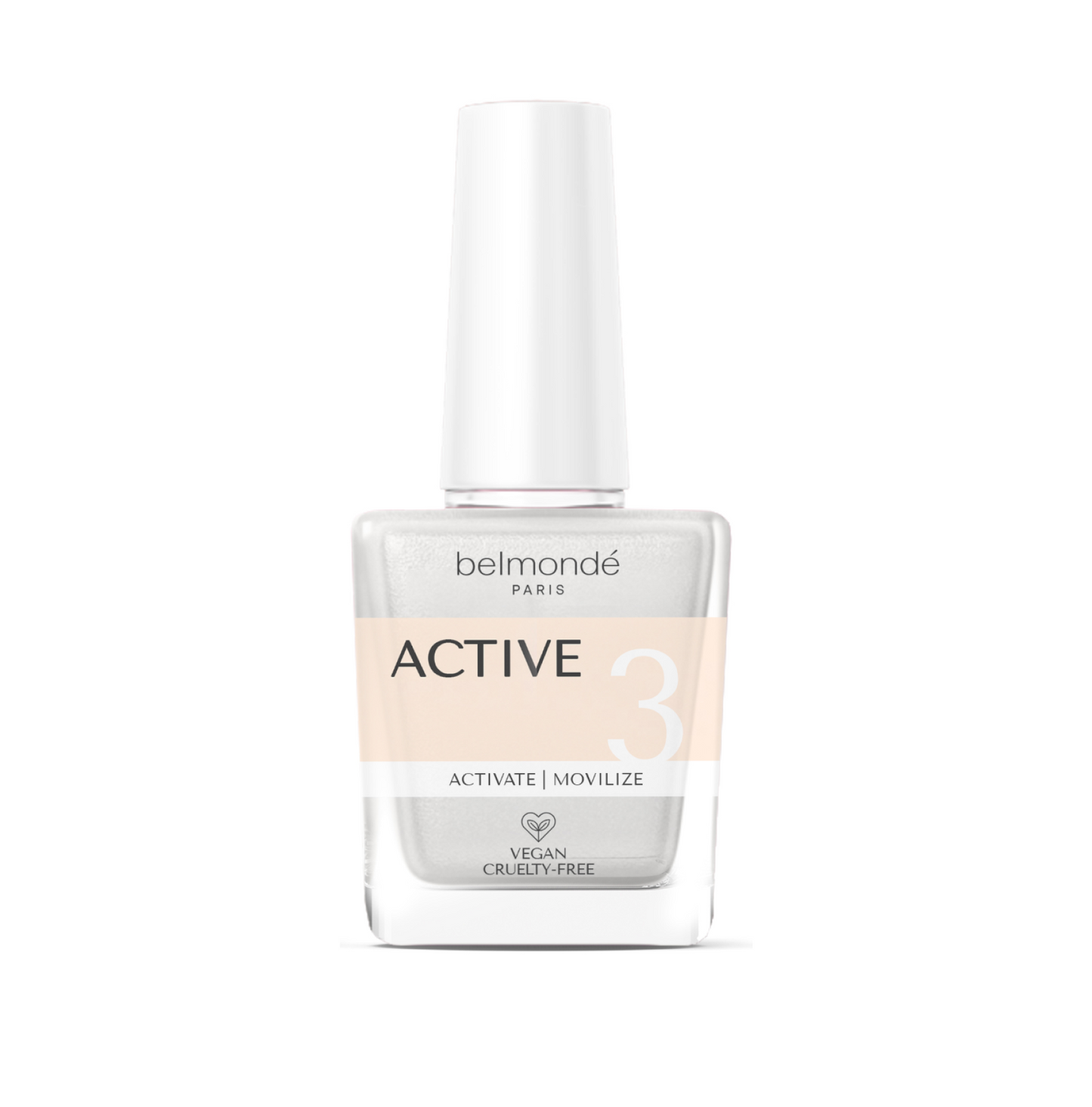 Belmondé Paris – Active 3 – Flaska med Belmondé Paris Active 3, ett aktiverande steg i nagelappliceringsprocessen som hjälper till att fixera och mobilisera färgpulvret för en långvarig och hållbar finish. Vegan och cruelty-free.