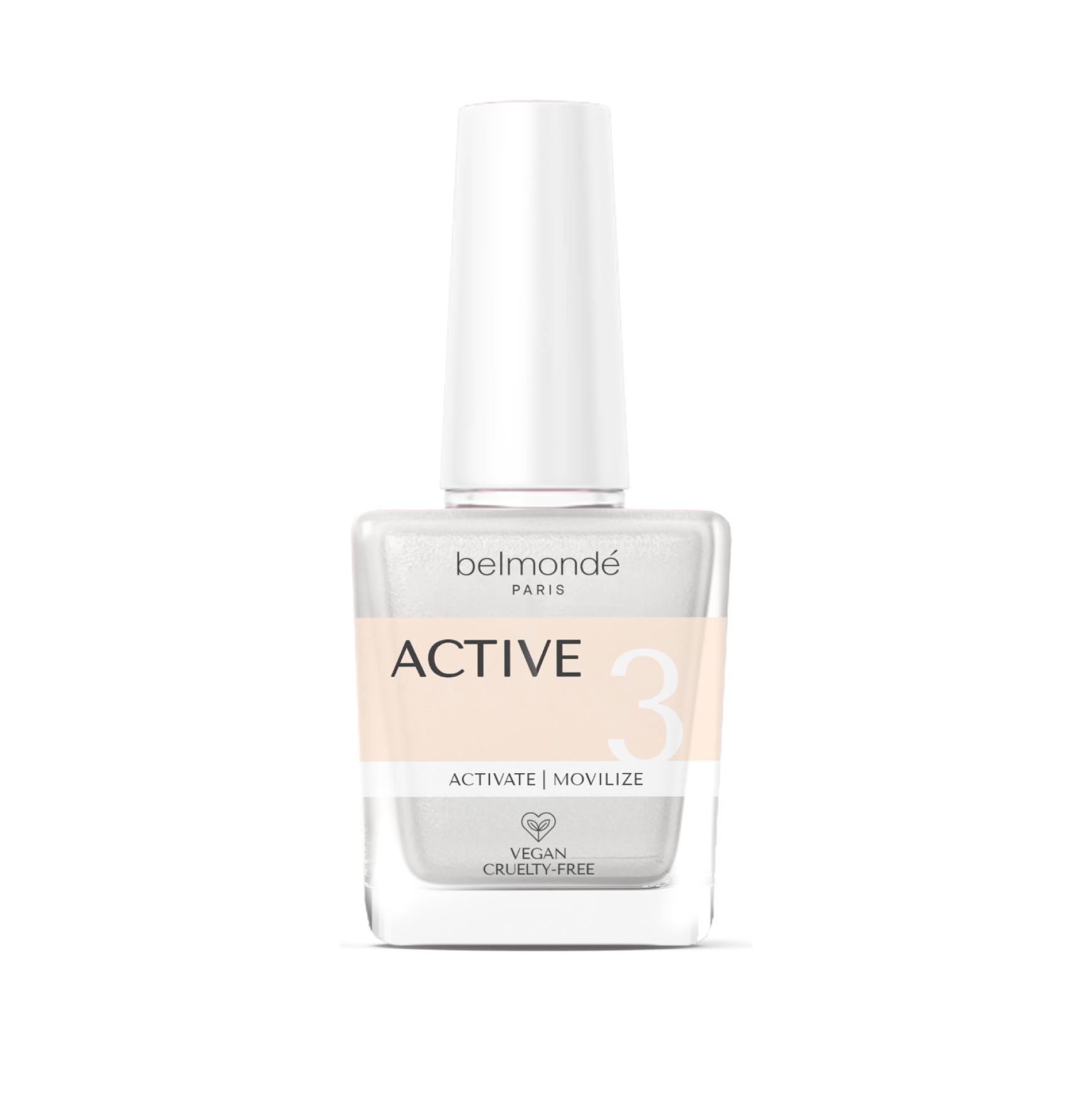 Belmondé Paris – Active 3 – Flaska med Belmondé Paris Active 3, ett aktiverande steg i nagelappliceringsprocessen som hjälper till att fixera och mobilisera färgpulvret för en långvarig och hållbar finish. Vegan och cruelty-free.