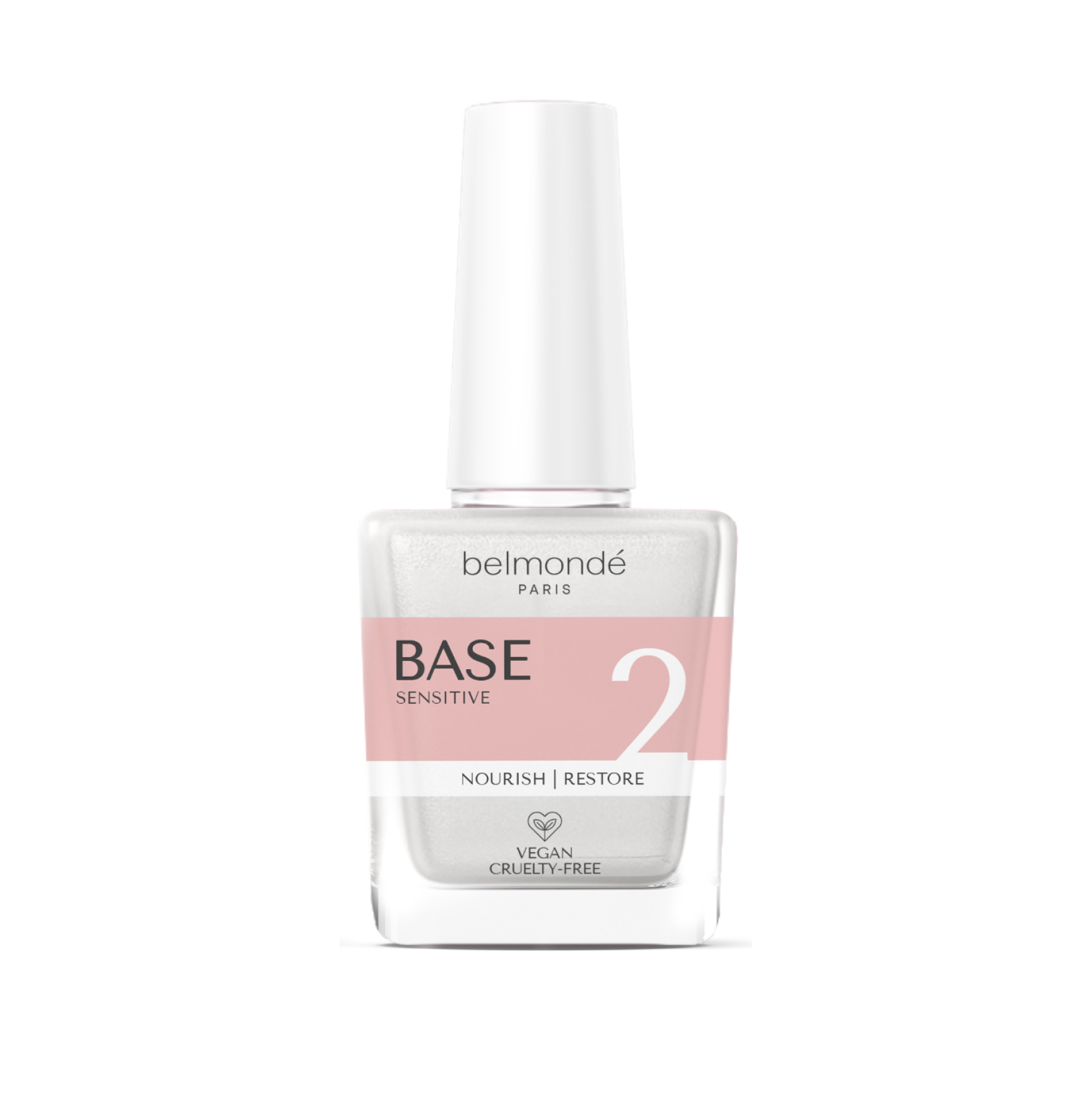 Belmondé Paris – Base 2 Sensitive – Flaska med Belmondé Paris Base 2 Sensitive, en specialformulerad basvätska för känsliga användare, inklusive de med allergier eller "dip flu". Ger samma hållbara och vackra resultat utan irritation. Vegan och cruelty-free.