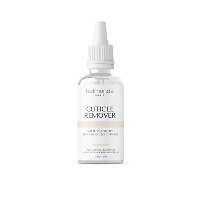 Belmondé Paris – Cuticle Remover – Flaska med Belmondé Paris Cuticle Remover, speciellt framtagen för att effektivt och skonsamt lösa upp torra och överflödiga nagelband, för en professionell och välvårdad look. Vegan och cruelty-free.