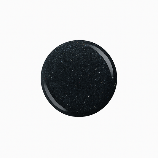 Black Galaxy – Svart gellack med skimmer / gel polish – Högpigmenterat UV/LED-färg för salonger – Färgdroppe