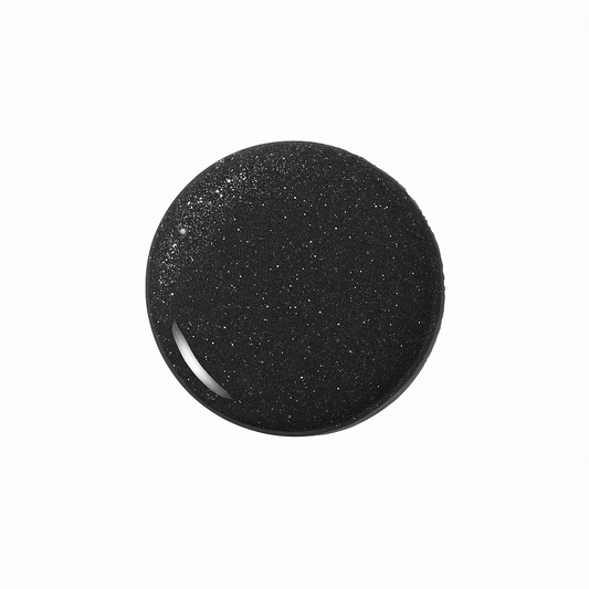 Black Glitter – Svart med glitter / glittrigt gellack / gel polish – Högpigmenterat UV/LED-färg för salonger – Färgdroppe