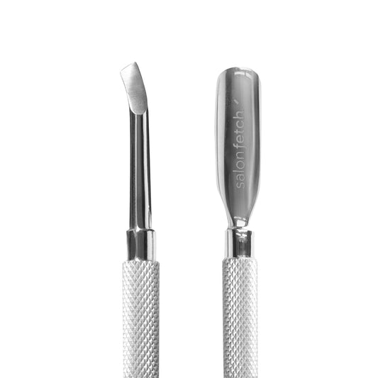 Cuticle Pusher – Dubbeländad nagelbandsskjutare i rostfritt stål för manikyr och pedikyr. Perfekt för att försiktigt skjuta tillbaka nagelband och rengöra nagelytan. Ett oumbärligt verktyg för salonger i Sverige.