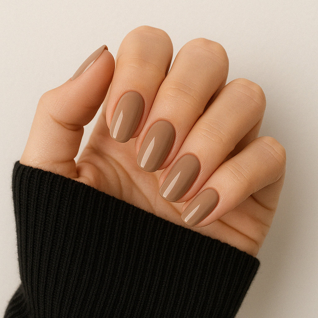 Daily – Transparent neutral / naturlig gellack / gel polish på modellhand – Salongskvalitet UV/LED-nagellack – Mandel-formade naglar