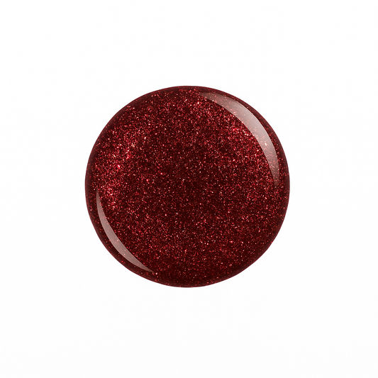 Dark Ruby Red – Mörkröd glitter / djup rubinrött gellack / gel polish – Högpigmenterat UV/LED-färg för salonger – Färgdroppe