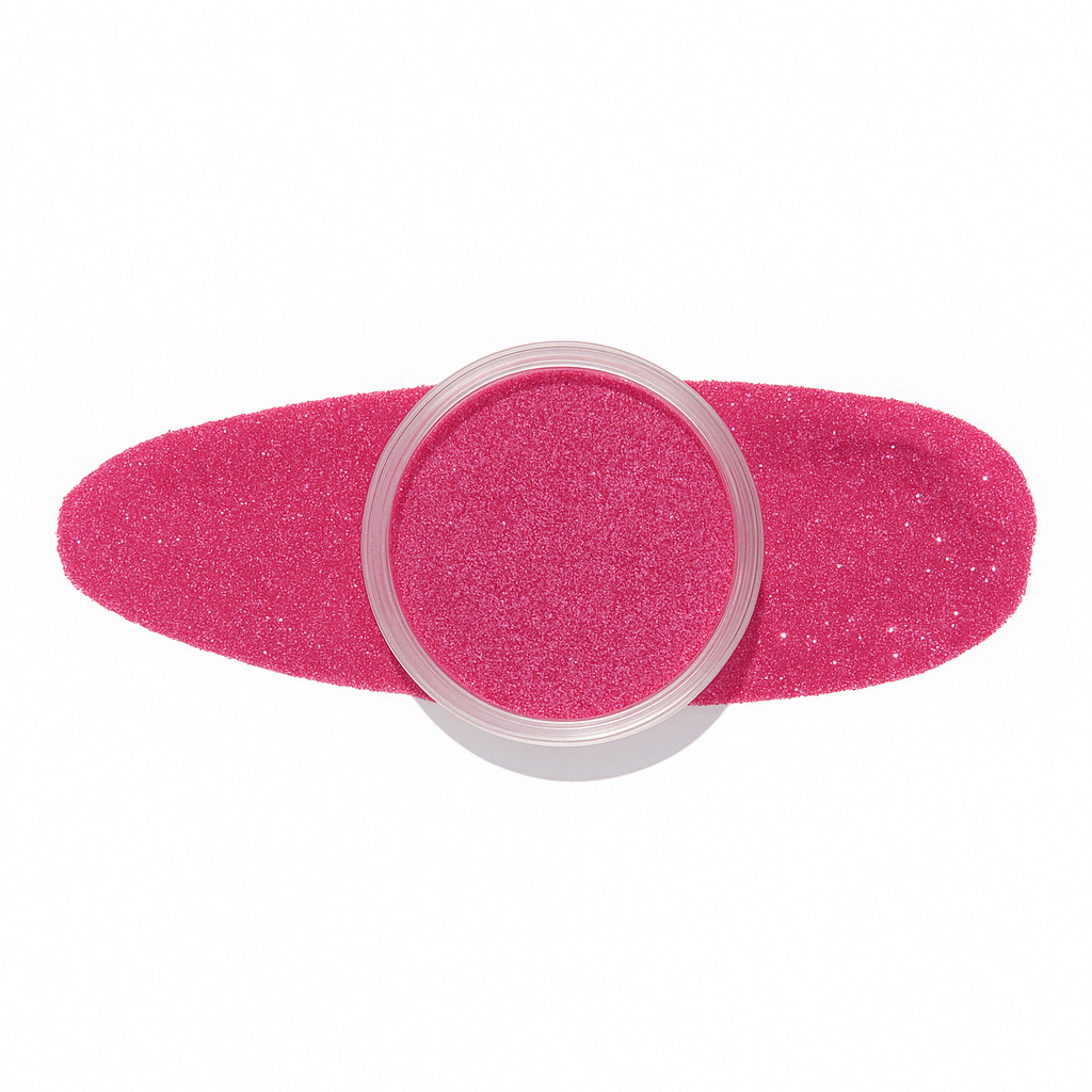 Hallonrosa – Djup hallonrosa nyans med subtilt skimmer / dipping-pulver-powder-akryl-pulver – Högpigmenterat material för salonger – Nagelfärgvisning (nail swatch)