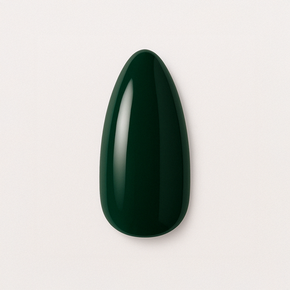 Mörkgrön – Djup, mörkgrön nyans med elegant glans / polygel – Högpigmenterat UV/LED-material för salonger – Nagelfärgvisning (nail swatch)