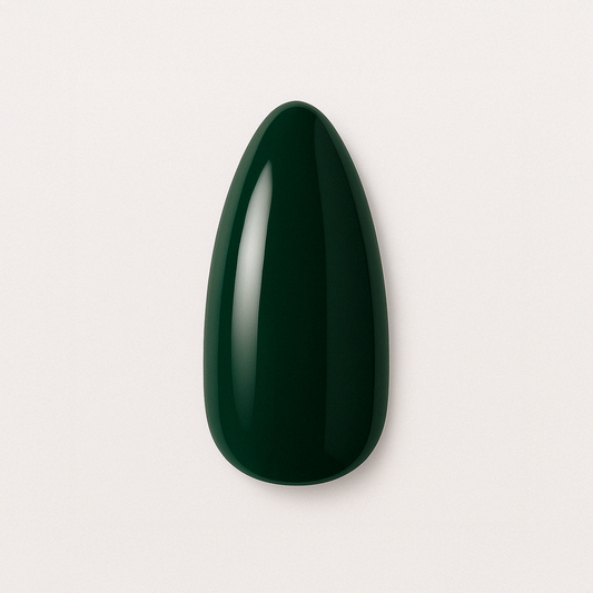 Mörkgrön – Djup, mörkgrön nyans med elegant glans / polygel – Högpigmenterat UV/LED-material för salonger – Nagelfärgvisning (nail swatch)