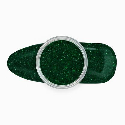 Smaragdgrön – Djup smaragdgrön nyans med intensivt glitter / dipping-pulver-powder-akryl-pulver – Högpigmenterat material för salonger – Nagelfärgvisning (nail swatch)