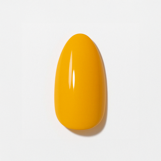 Gul – Djup, solig gul nyans med blank finish / polygel – Högpigmenterat UV/LED-material för salonger – Nagelfärgvisning (nail swatch)