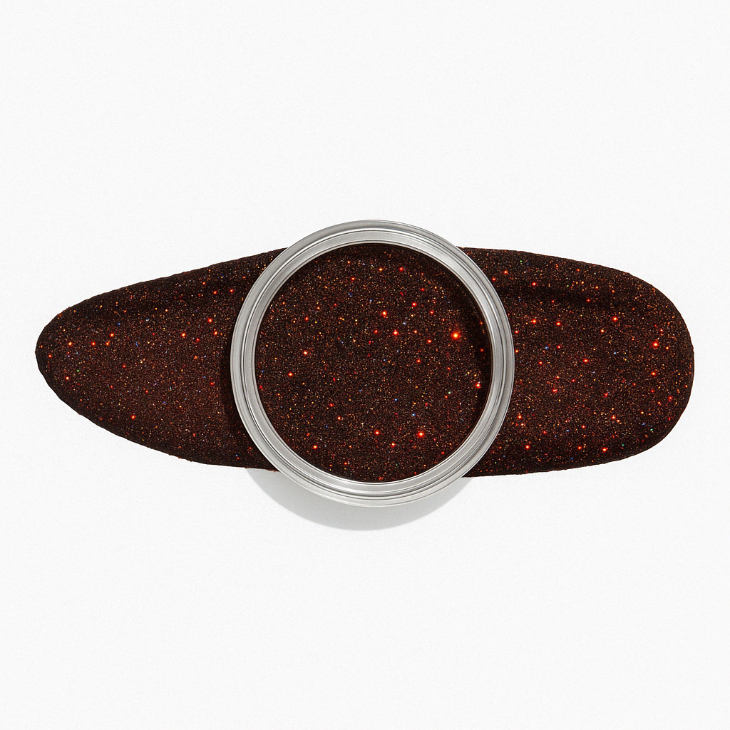 Svart – Djup svart nyans med glödande röda glitter / dipping-pulver-powder-akryl-pulver – Högpigmenterat material för salonger – Nagelfärgvisning (nail swatch)