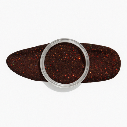 Svart – Djup svart nyans med glödande röda glitter / dipping-pulver-powder-akryl-pulver – Högpigmenterat material för salonger – Nagelfärgvisning (nail swatch)