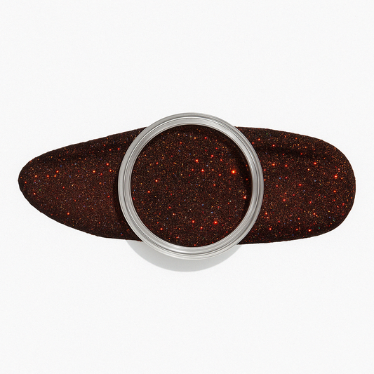 Svart – Djup svart nyans med glödande röda glitter / dipping-pulver-powder-akryl-pulver – Högpigmenterat material för salonger – Nagelfärgvisning (nail swatch)