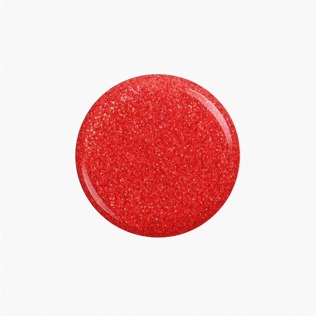 Flare – Korallorange med glitter / glittrigt gellack / gel polish – Högpigmenterat UV/LED-färg för salonger – Färgdroppe