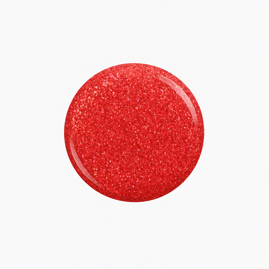 Flare – Korallorange med glitter / glittrigt gellack / gel polish – Högpigmenterat UV/LED-färg för salonger – Färgdroppe