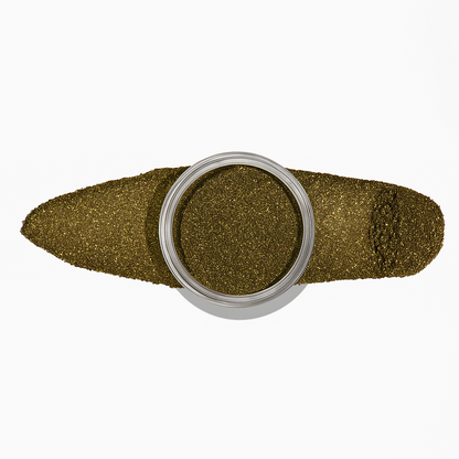 Ljusguld – Gaze – En polarisande blandning av ljusguldigt glitter blandat med en mörk underton / dipping-pulver-powder-akryl-pulver – Högpigmenterat material för salonger – Nagelfärgvisning (nail swatch)