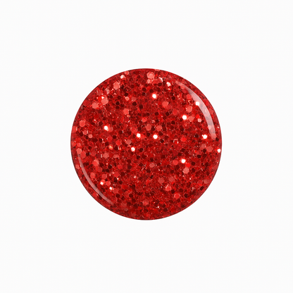 Glitter Red – Röd med glitter / glittrigt gellack / gel polish – Högpigmenterat UV/LED-färg för salonger – Färgdroppe