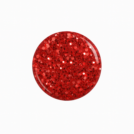 Glitter Red – Röd med glitter / glittrigt gellack / gel polish – Högpigmenterat UV/LED-färg för salonger – Färgdroppe