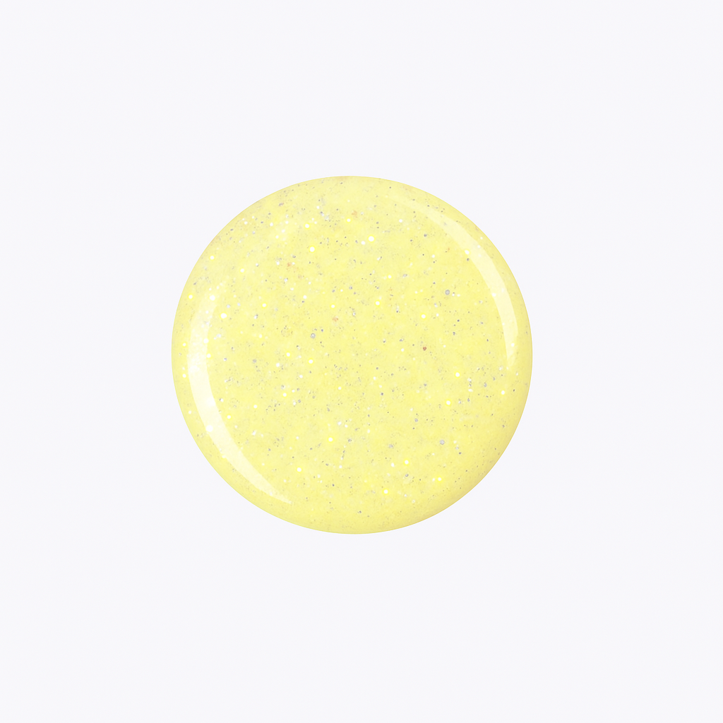 Gul glitter gellack / gel polish – Högpigmenterat UV/LED-färg för salonger – Färgdroppe
