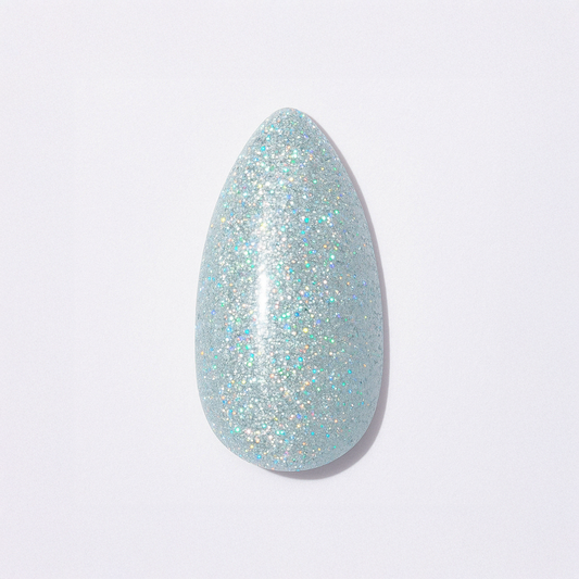 Isblå – Isblå nyans med intensivt holografiskt glitter / polygel – Högpigmenterat UV/LED-material för salonger – Nagelfärgvisning (nail swatch)