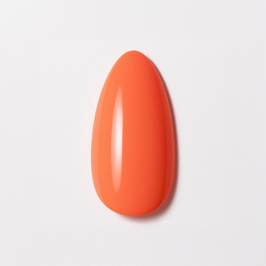 Apelsinorange – Klar, saftig apelsinorange nyans med glansig finish / polygel – Högpigmenterat UV/LED-material för salonger – Nagelfärgvisning (nail swatch)