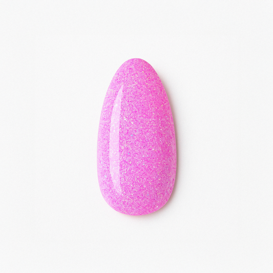Godisrosa – Klar, godisrosa nyans med fint skimrande glitter / polygel – Högpigmenterat UV/LED-material för salonger – Nagelfärgvisning (nail swatch)