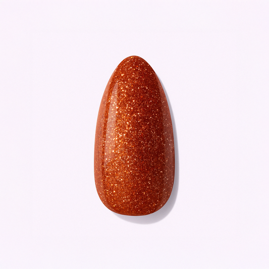 Kopparglitter – Gnistrande, varm nyans med intensiva kopparskiftningar / polygel – Högpigmenterat UV/LED-material för salonger – Nagelfärgvisning (nail swatch)