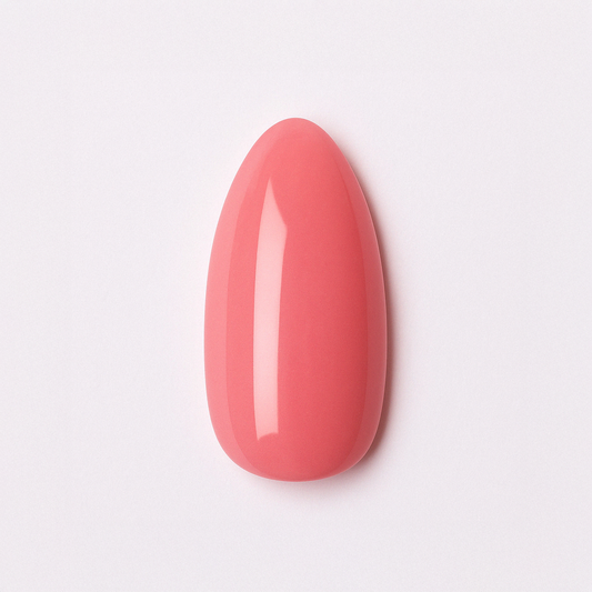 Korallrosa – Livlig korallrosa nyans med varm ton / polygel – Högpigmenterat UV/LED-material för salonger – Nagelfärgvisning (nail swatch)