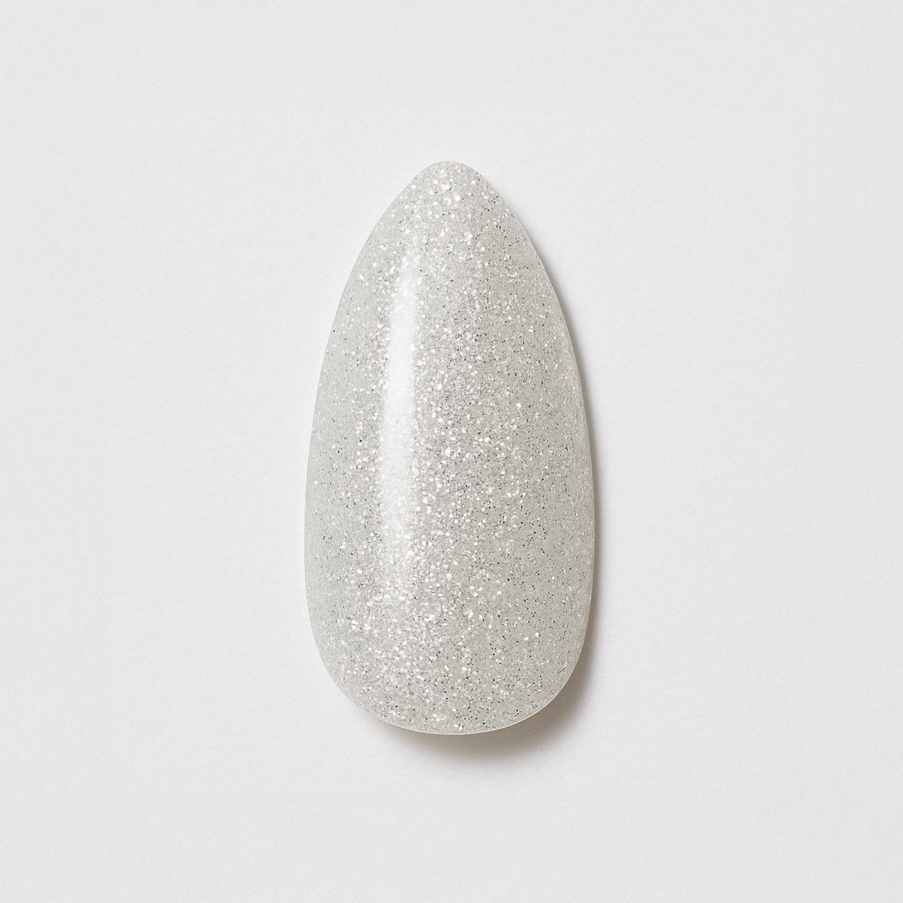 Kristallklar silverglitter – Skimrande silver med frostig finish / polygel – Högpigmenterat UV/LED-material för salonger – Nagelfärgvisning (nail swatch)