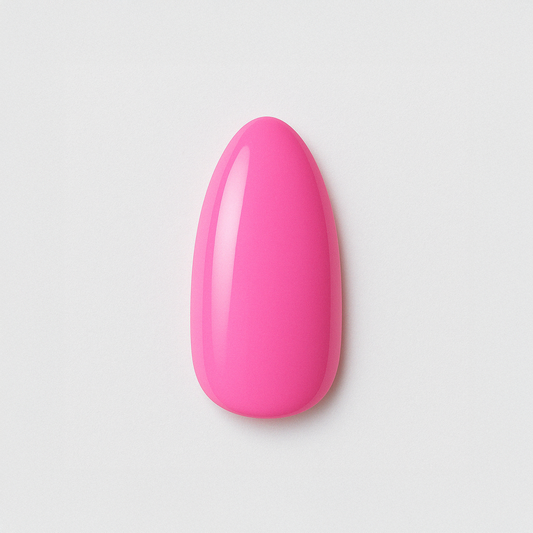 Chockrosa – Livlig och intensiv chockrosa nyans med blank finish / polygel – Högpigmenterat UV/LED-material för salonger – Nagelfärgvisning (nail swatch)