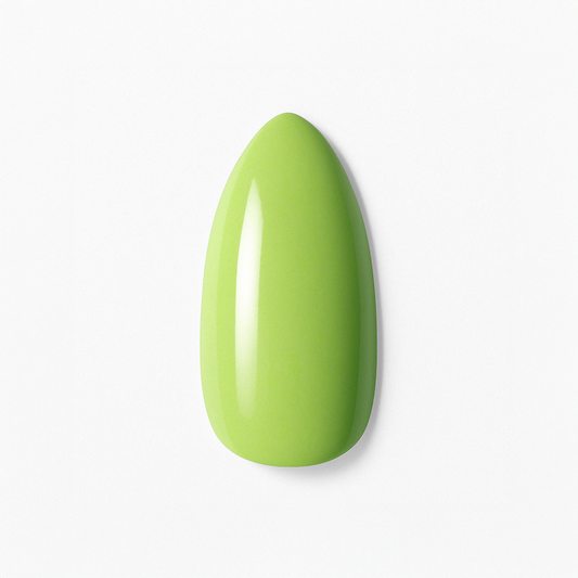 Grön – Livlig och klar grön nyans med blank finish / polygel – Högpigmenterat UV/LED-material för salonger – Nagelfärgvisning (nail swatch)