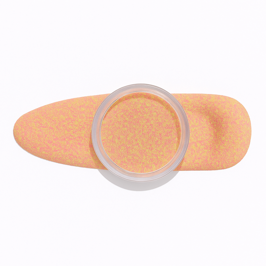Gult-korall – Livlig mix av gult och korall som ger en fruktig, tropisk känsla / dipping-pulver-powder-akryl-pulver – Högpigmenterat material för salonger – Nagelfärgvisning (nail swatch)