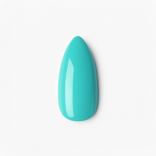 Turkos – Livlig turkos nyans med glansig finish / polygel – Högpigmenterat UV/LED-material för salonger – Nagelfärgvisning (nail swatch)