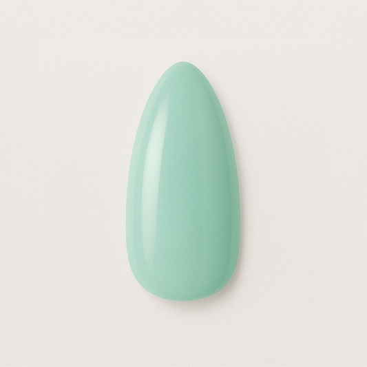 Mintgrön – Mjuk mintgrön nyans som ger en fräsch och lugnande känsla / polygel – Högpigmenterat UV/LED-material för salonger – Nagelfärgvisning (nail swatch)