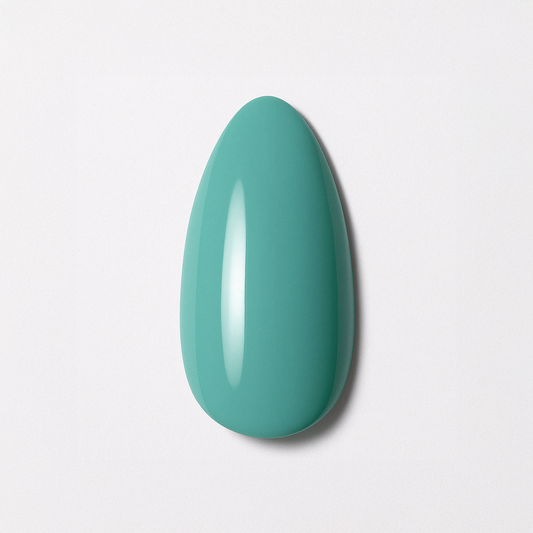 Mintblå – Mjuk mintblå nyans med blank finish / polygel – Högpigmenterat UV/LED-material för salonger – Nagelfärgvisning (nail swatch)