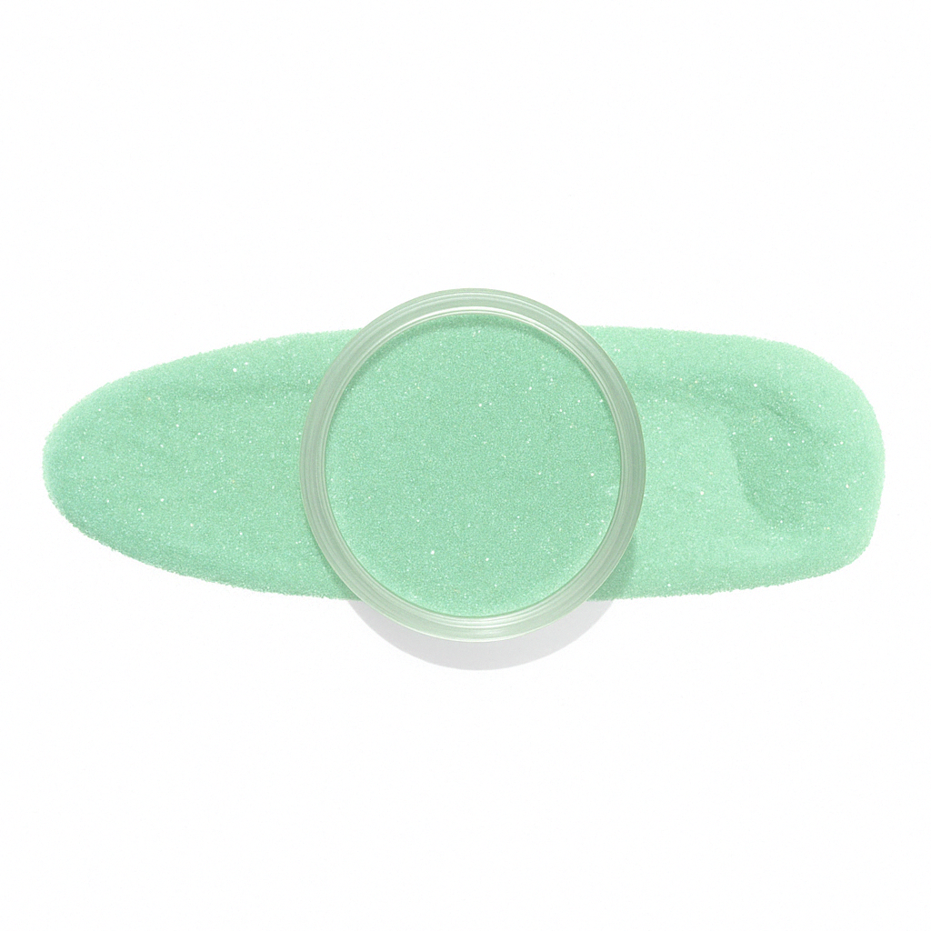 Mintgrön – Mjuk mintgrön nyans med subtilt skimmer / dipping-pulver-powder-akryl-pulver – Högpigmenterat material för salonger – Nagelfärgvisning (nail swatch)