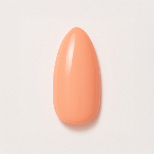 Persikoorange – Mjuk persikoorange nyans med blank finish / polygel – Högpigmenterat UV/LED-material för salonger – Nagelfärgvisning (nail swatch)