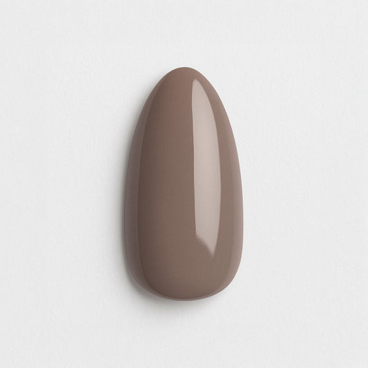 Mjuk taupe – Taupe med brungrå ton / polygel – Högpigmenterat UV/LED-material för salonger – Nagelfärgvisning (nail swatch)