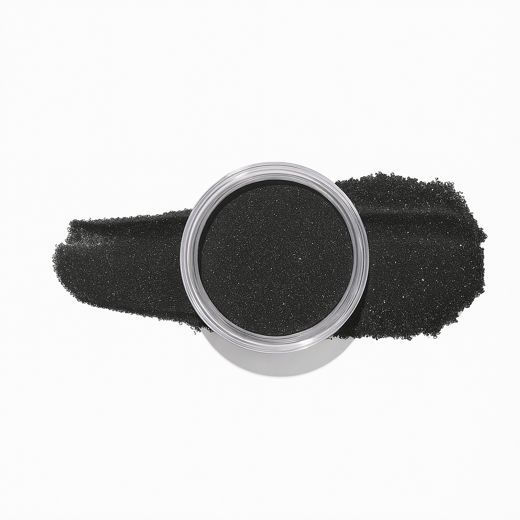 Kol – Mörk kolnyans med diskret silverglitter som ger en dramatisk och bländande effekt / dipping-pulver-powder-akryl-pulver – Högpigmenterat material för salonger – Nagelfärgvisning (nail swatch)