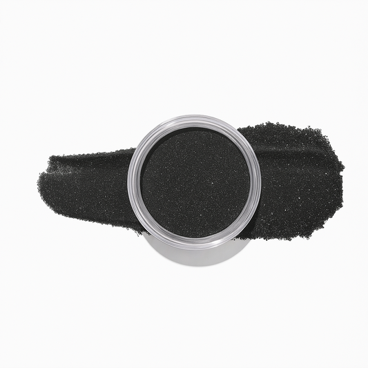 Kol – Mörk kolnyans med diskret silverglitter som ger en dramatisk och bländande effekt / dipping-pulver-powder-akryl-pulver – Högpigmenterat material för salonger – Nagelfärgvisning (nail swatch)