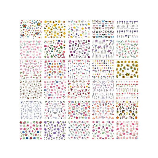Nagelstickers / Nail Stickers – Högt detaljrika klistermärken med blommor och motiv för kreativa och unika nageldesigner. Perfekt för salonger och nagelstylister som vill erbjuda dekorativa manikyrer på ett enkelt och snabbt sätt.
