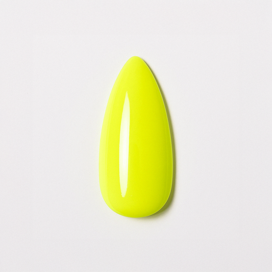 Neonljus gul – Kraftfull och elektrisk gul nyans / polygel – Högpigmenterat UV/LED-material för salonger – Nagelfärgvisning (nail swatch)