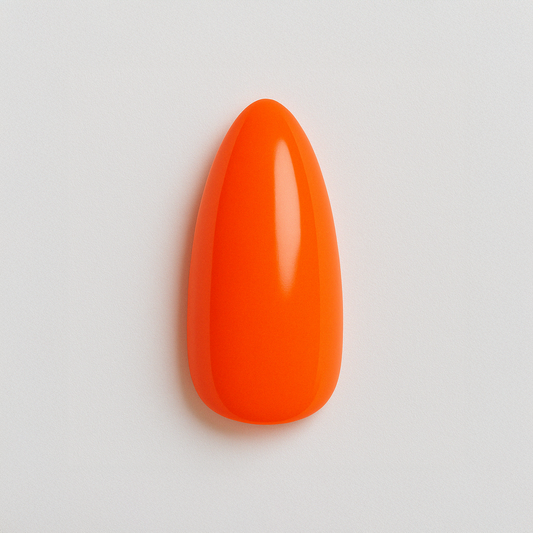 Neonorange – Intensivt neonorange med glansig finish / polygel – Högpigmenterat UV/LED-material för salonger – Nagelfärgvisning (nail swatch)
