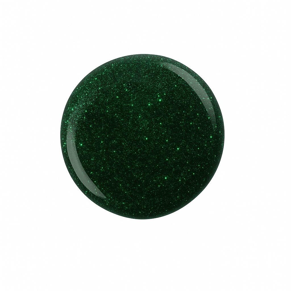 Nightvision – Grönt med glitter och strålande lyster / glittrigt gellack / gel polish – Högpigmenterat UV/LED-färg för salonger – Färgdroppe
