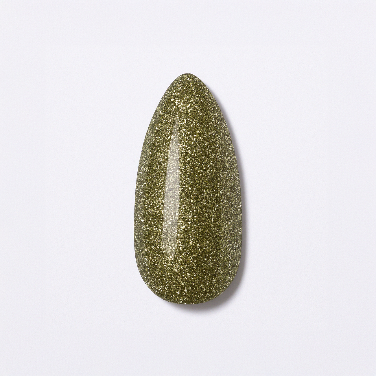 Olivgrön – Olivgrön nyans med intensivt glitter och metallisk glans / polygel – Högpigmenterat UV/LED-material för salonger – Nagelfärgvisning (nail swatch)